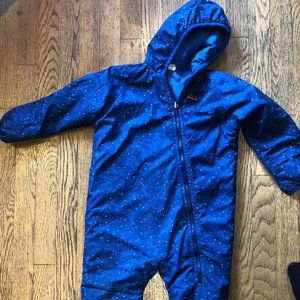 Patagonia 3T blue hooded bunting; 1 piece w footin